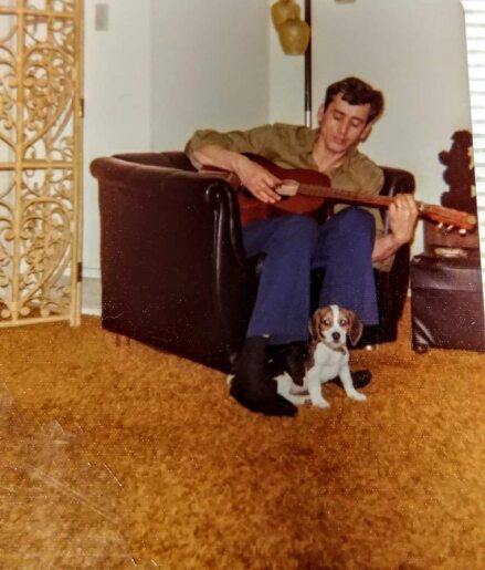 My sister and I used to sit on the rug and listen to my Dad play guitar and sing. 